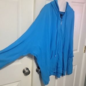 Lane Bryant size 26/28 turquoise batwing zip up hoodie